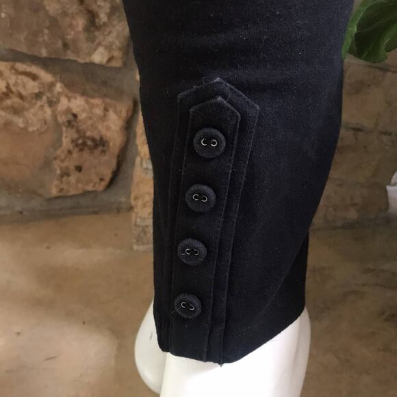 Chico's Black Buttoned Ankle Cotton Blend Black Leggings Size 2 (Medium) - Picture 4 of 7